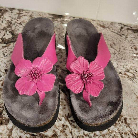 MEPHISTO Genuine Leather Air Relax Cork Thong Sandals Sz 38 - Picture 1 of 10